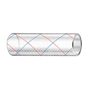 Trident Marine 1/2" x 50' Clear Reinforced PVC Hose Tubing Red  Blue Tracer