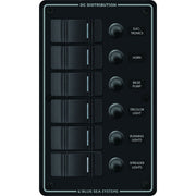 Blue Sea 8373 Water Resistant 6 Position - Black - Vertical Mount Panel