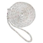 New England Ropes 1/2" Premium 3-Strand Dock Line - White w/Tracer - 35